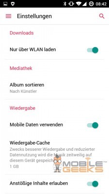 Apple Music settings on android
