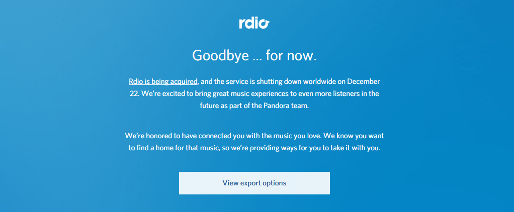 Rdio Closing December 22nd, Allowing You To Transfer Your Music Collection