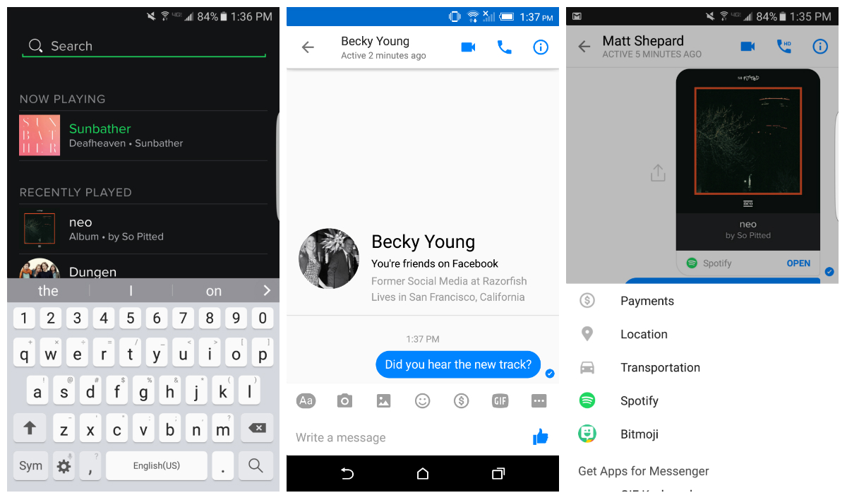 Facebook Integrate Spotify Into Messenger To Share Music