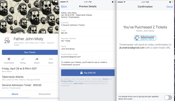 Ticketmaster Start Selling Tickets Through Facebook This Month