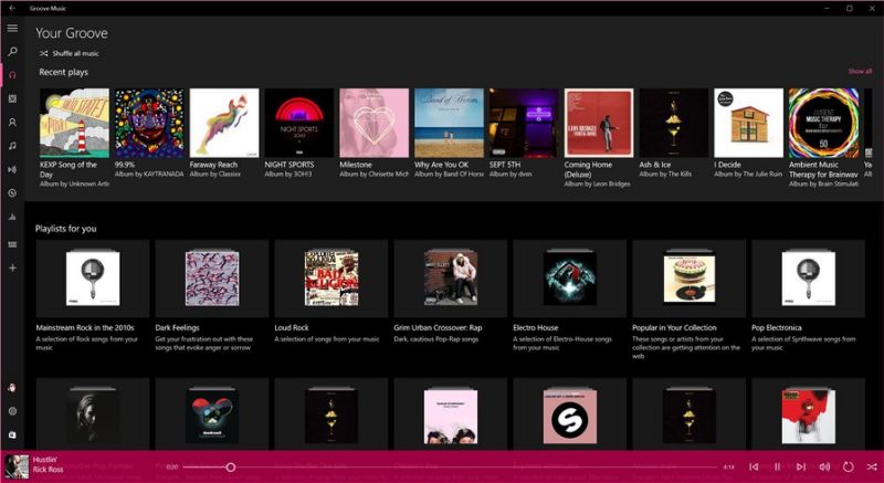 Groove music streaming discovery playlists