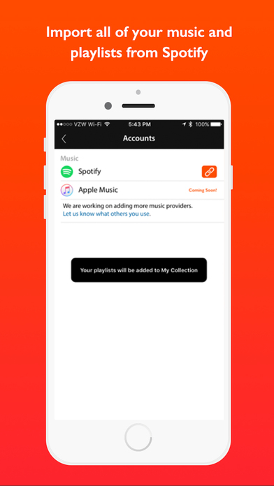 Vertigo Music app application Spotify stream iPhone broadcast live stream livestream 