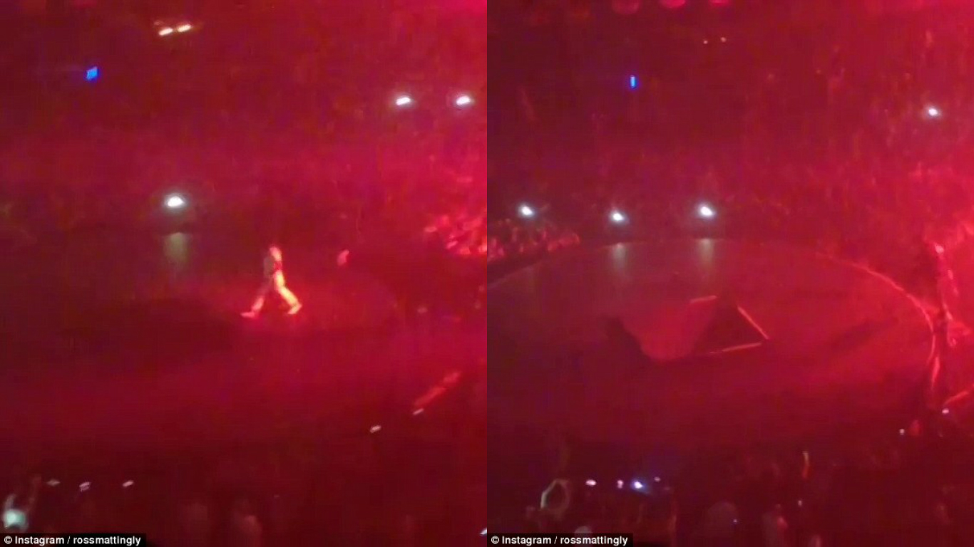 Hilarious video of Travis Scott falling off stage with Drake and Young Thug