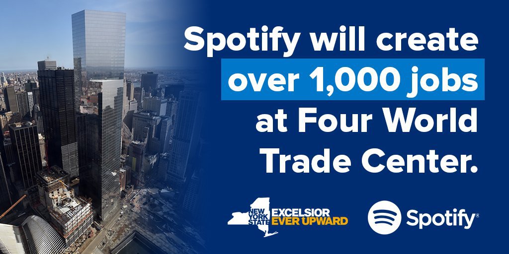 Spotify heads to Four World Trade Center adding 1,000 new jobs