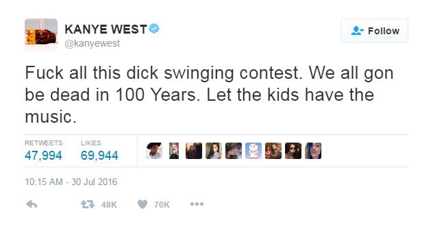 Kanye West Tweet Apple Tidal beef music