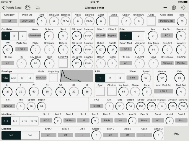 Patch Base 2.7 Release Free iPad App Editor for the Waldorf Blofeld