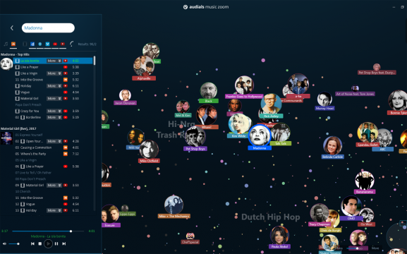 Music Zoom audials discovery universe map genres artists