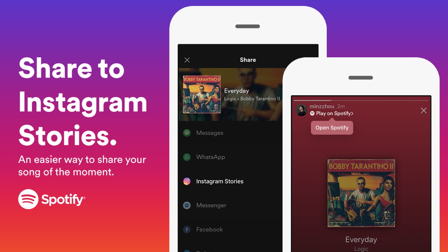 Share songs from Spotify straight to your Instagram moments