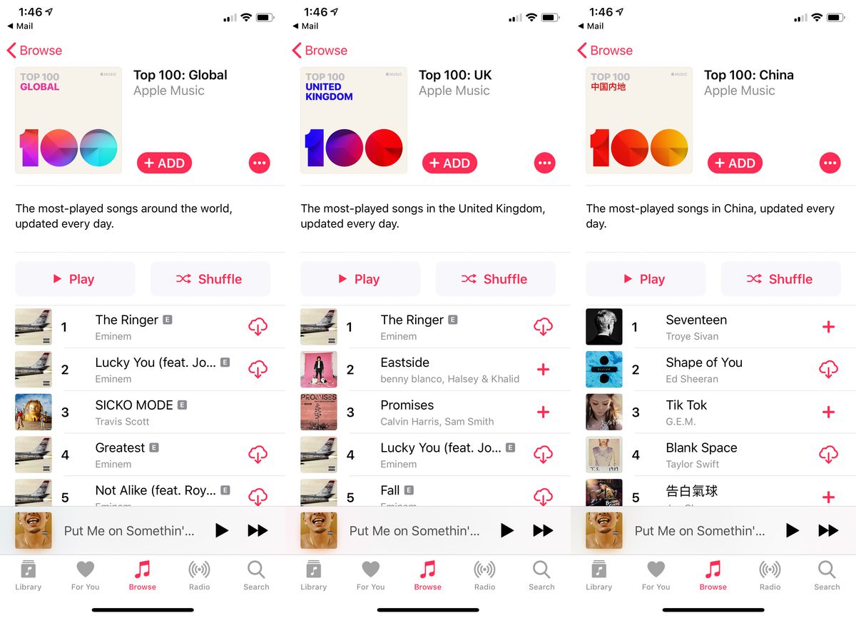 Apple Music launch top 100 charts around the world