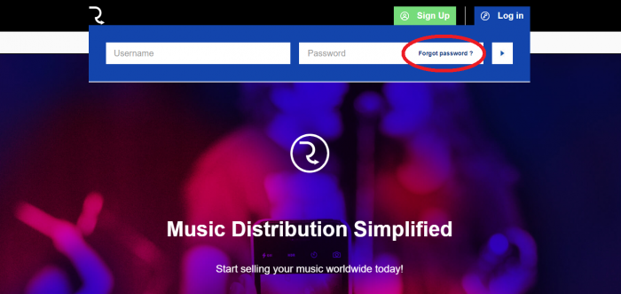 log in password account routenote artist music distribution recovery 