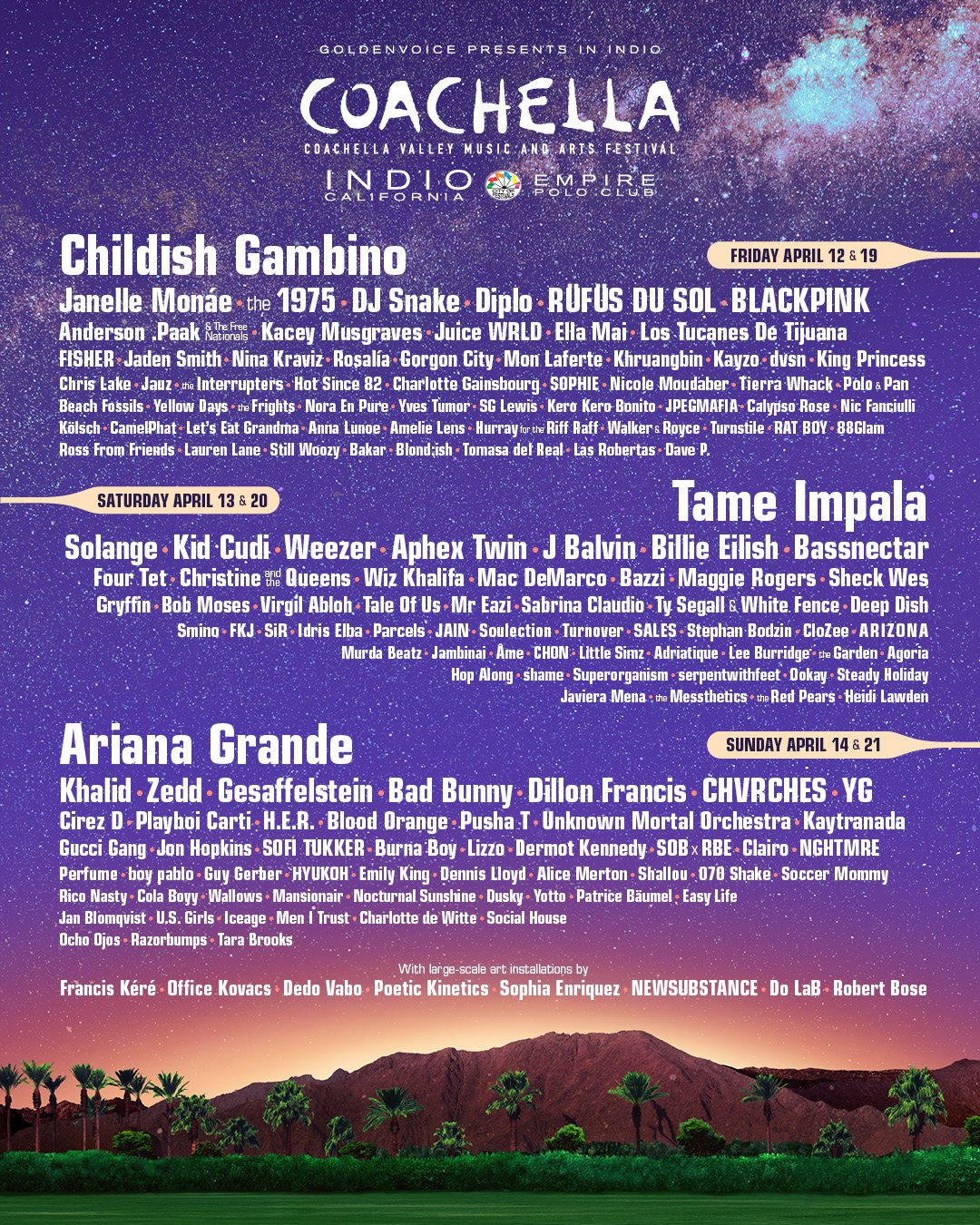 2019 coachella line up music festival lineup