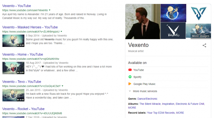 google knowledge graph panel artist page insights links social media website youtube search info bio edit customise
