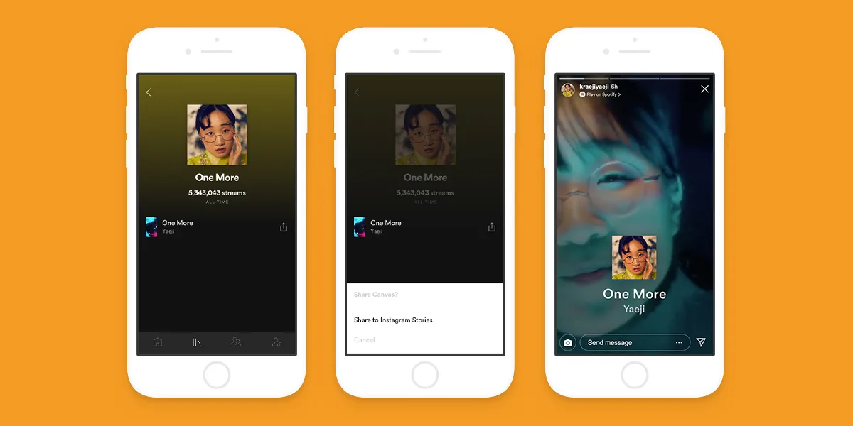 Share your Spotify Canvas moving art tracks to Instagram
