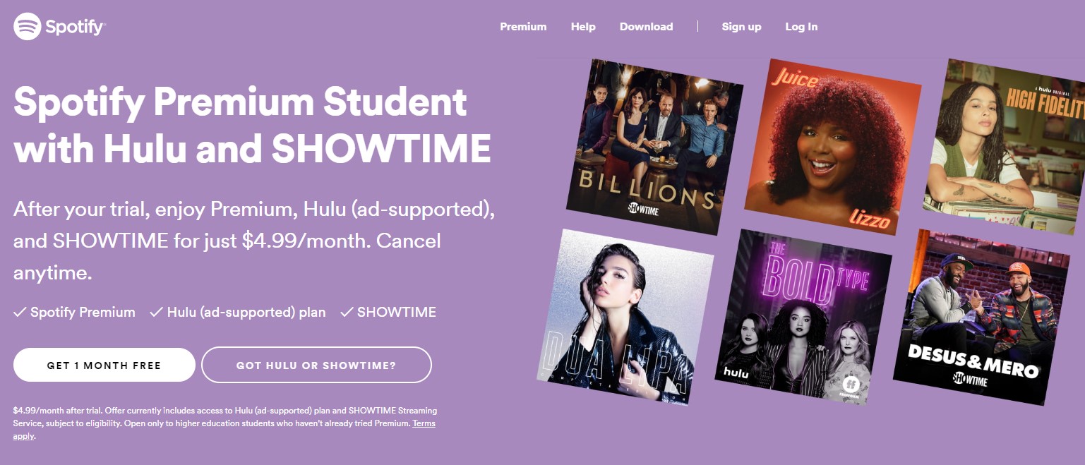 How much is Spotify for students?