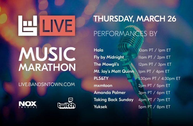 Bandsintown are live streaming concerts on Twitch all day, every day