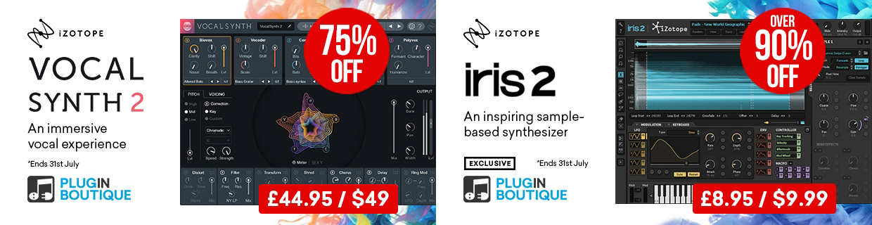 iZotope plugin sale – 75% off VocalSynth 2 & 93% off Iris 2