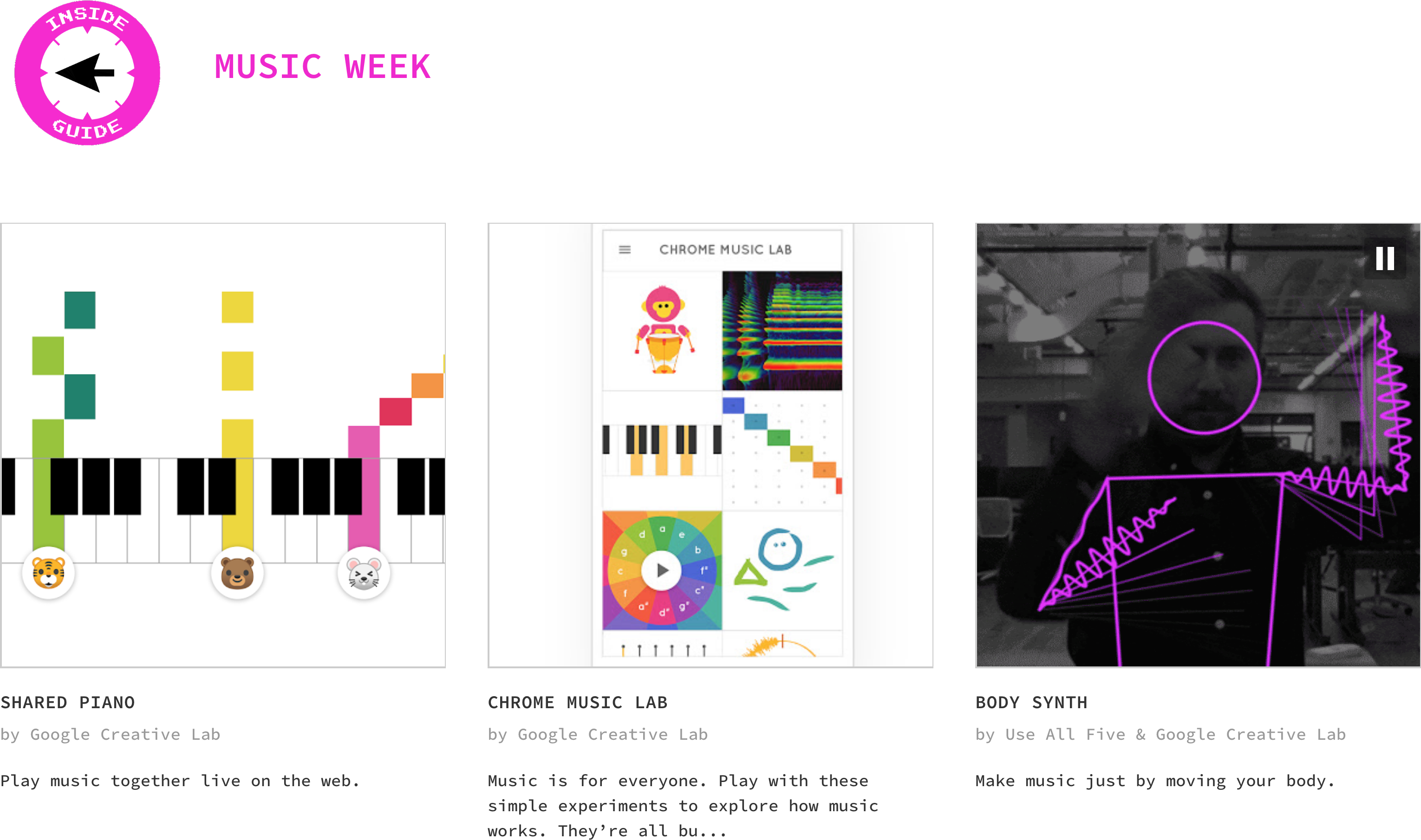 Google’s Music Week on Inside Guide gives you fun ways to play, collab and learn music