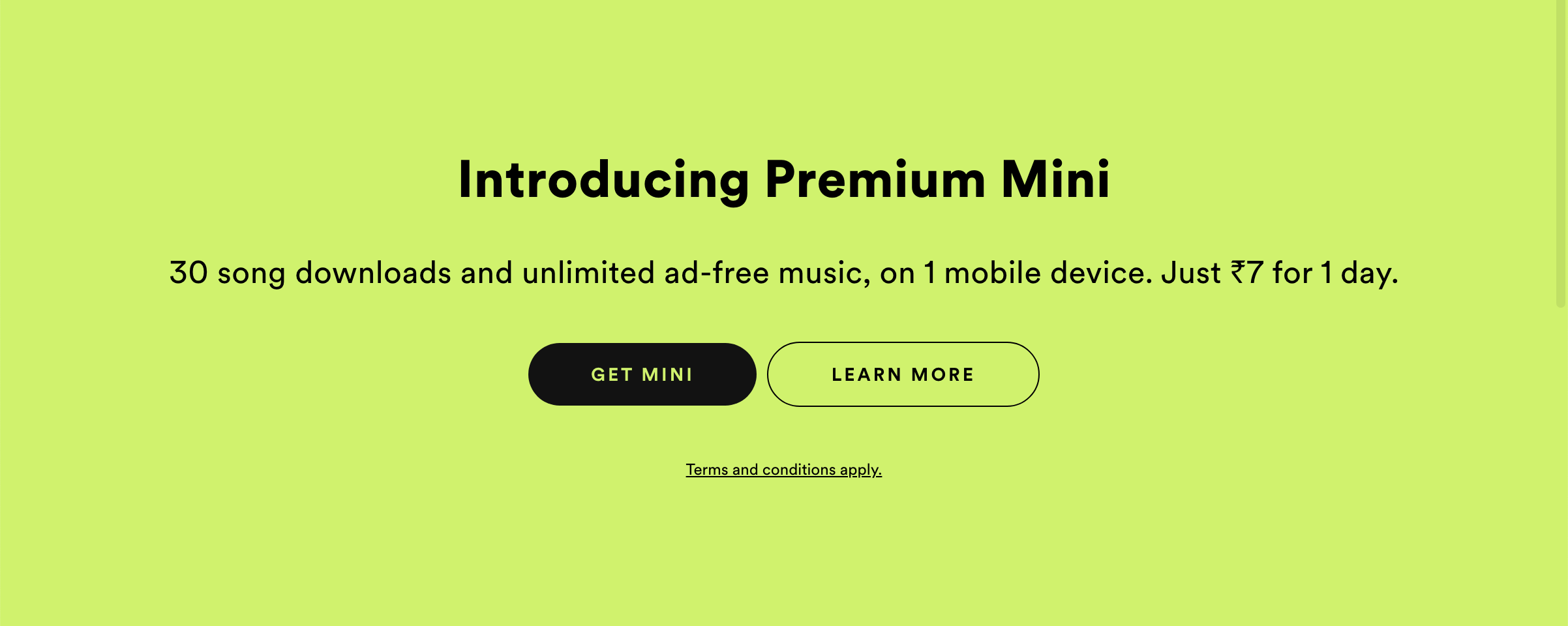 Spotify introduce Premium Mini in India – Unlimited ad-free music for 7 rupees/day or 25 rupees/week