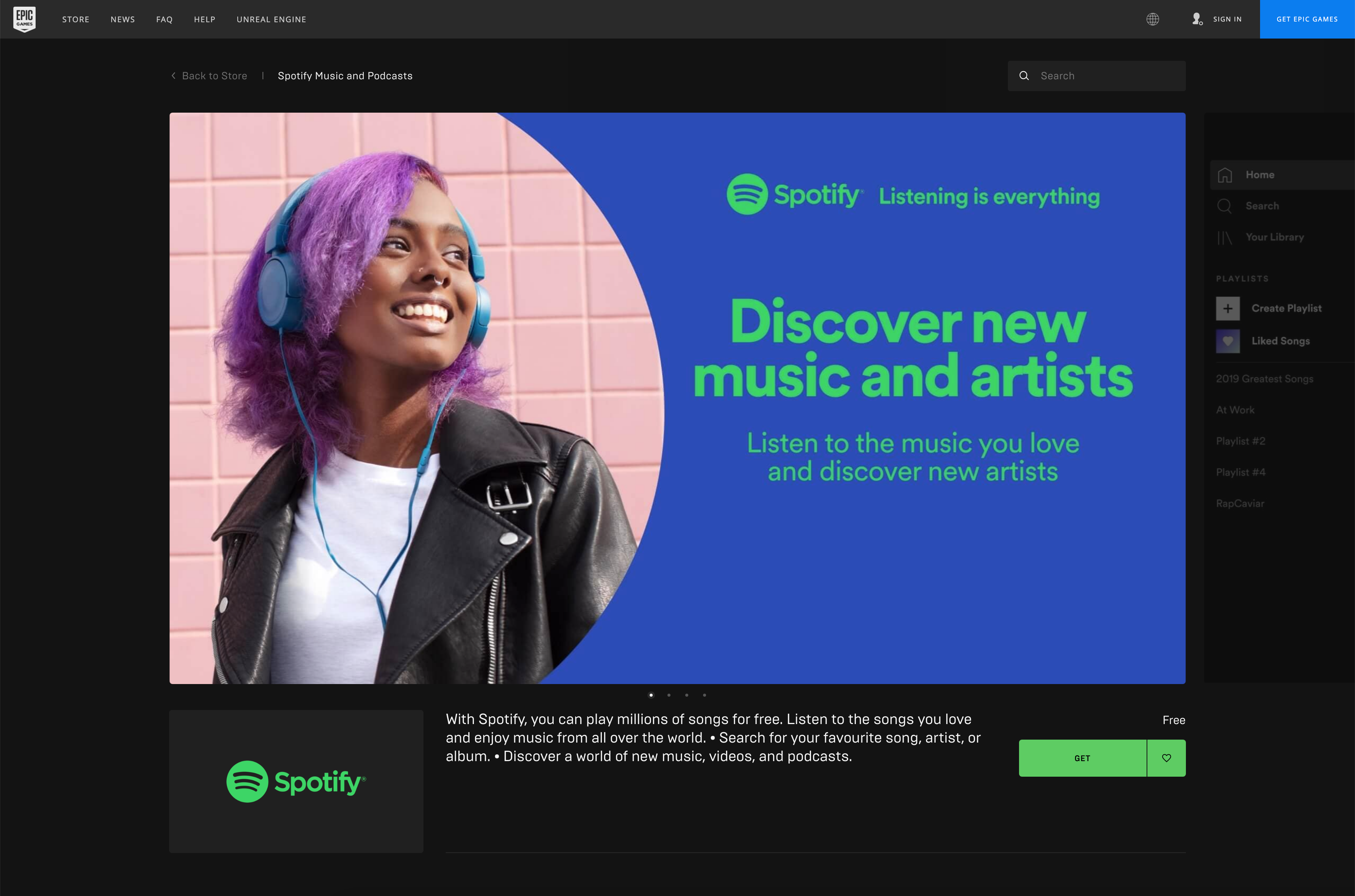 You can now download Spotify on the Epic Games Store