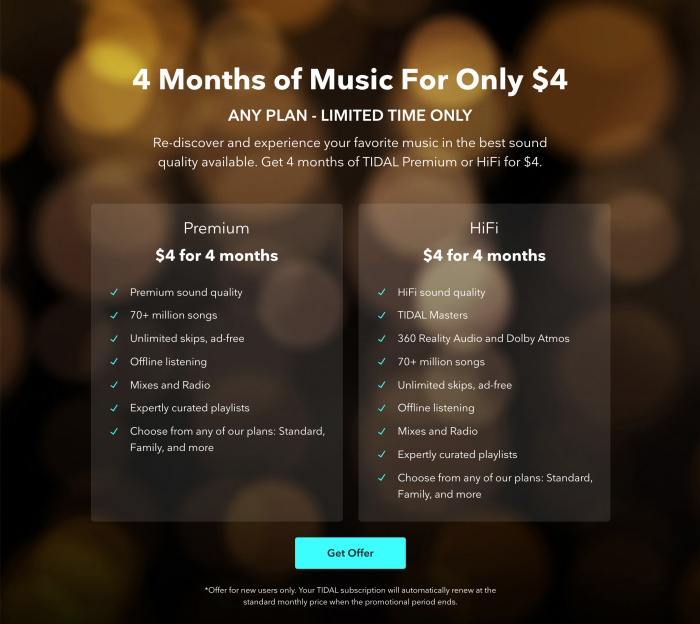 TIDAL Holiday Offer