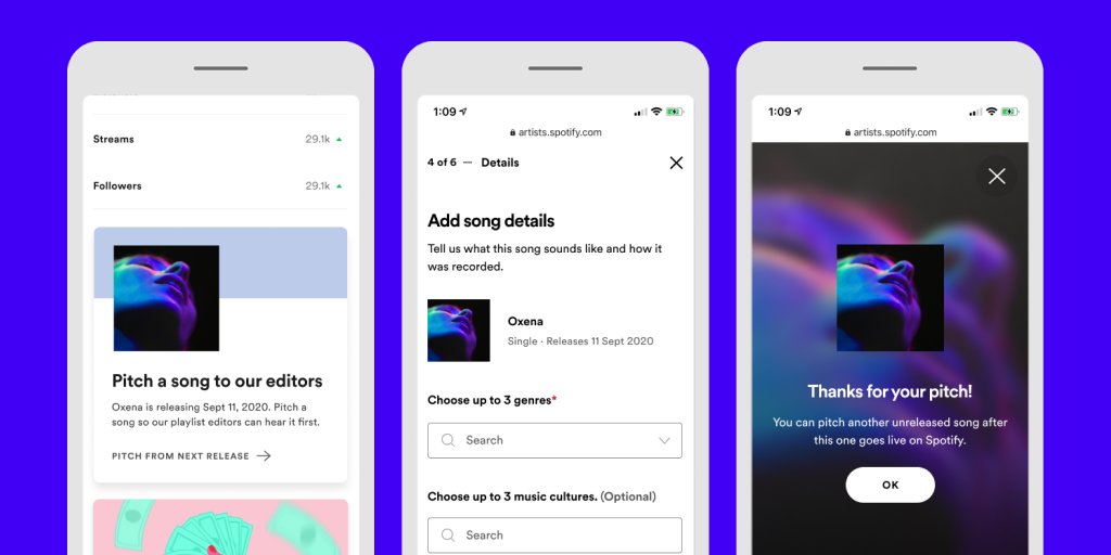 You can now pitch to Spotify’s playlists on the Spotify for Artists mobile app