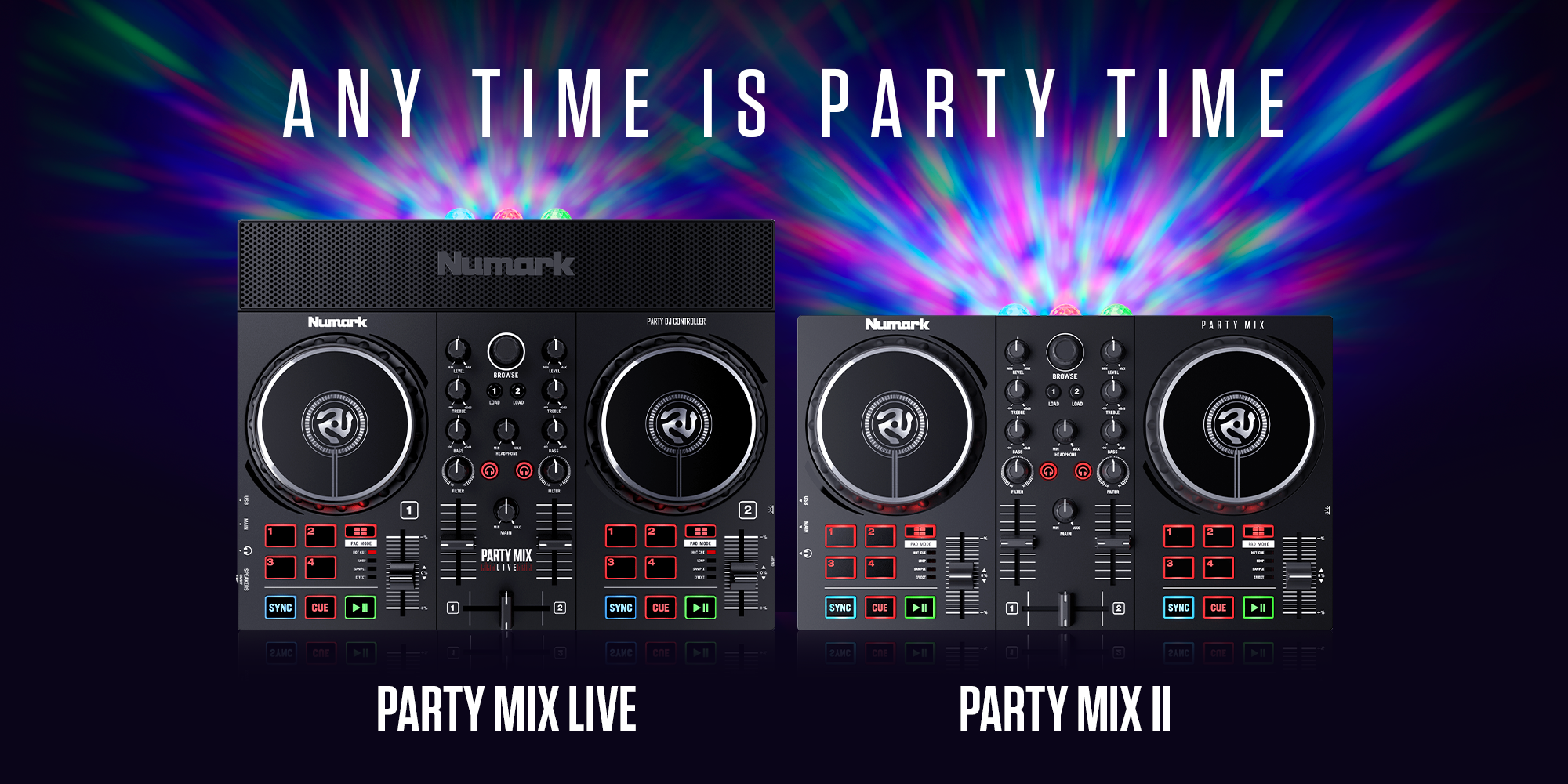 Numark’s new Party Mix II and Party Mix Live DJ controllers bring the lights and speakers to the party