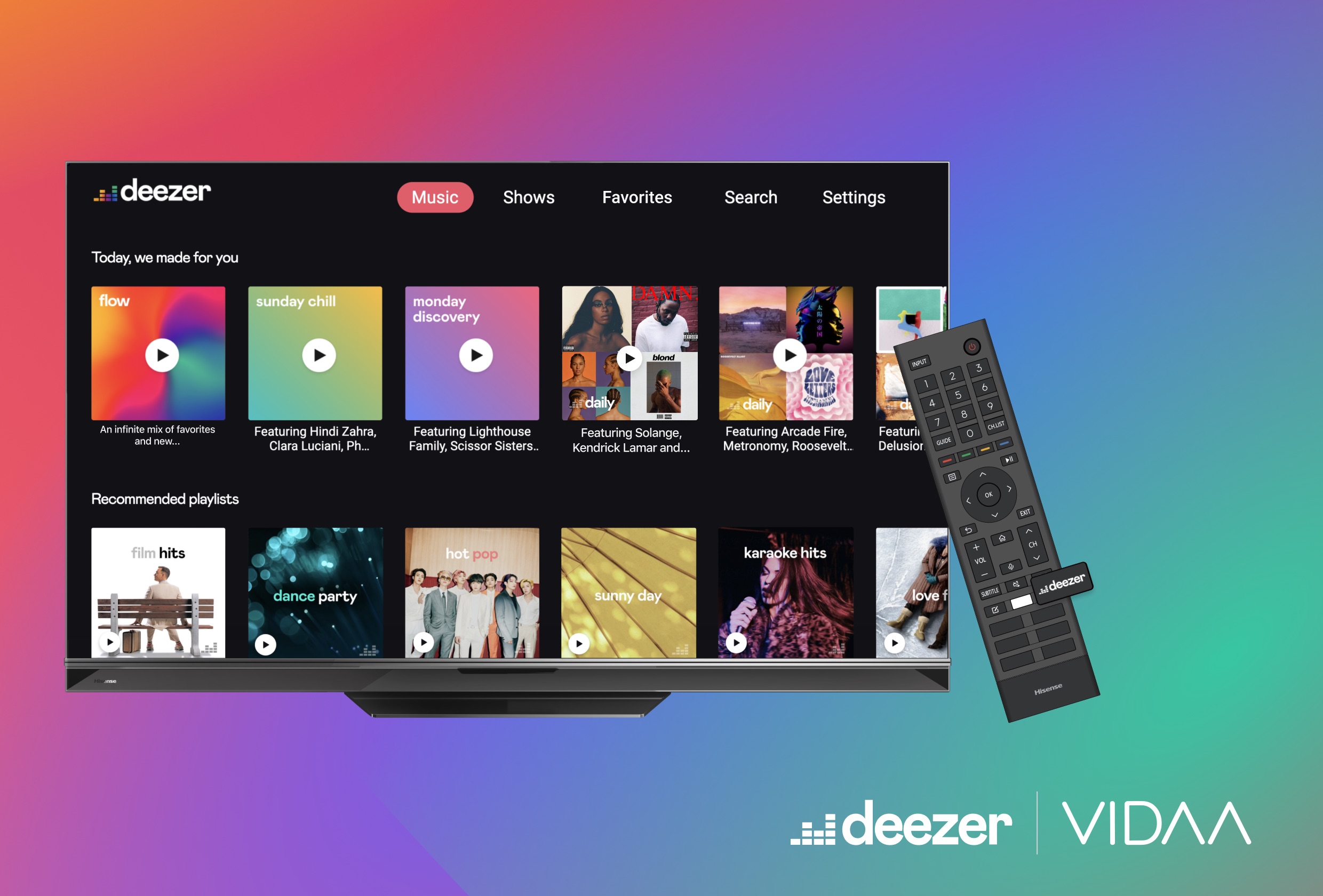 Deezer is now available on Hisense, Toshiba, Loewe and other smart TVs via the VIDAA platform