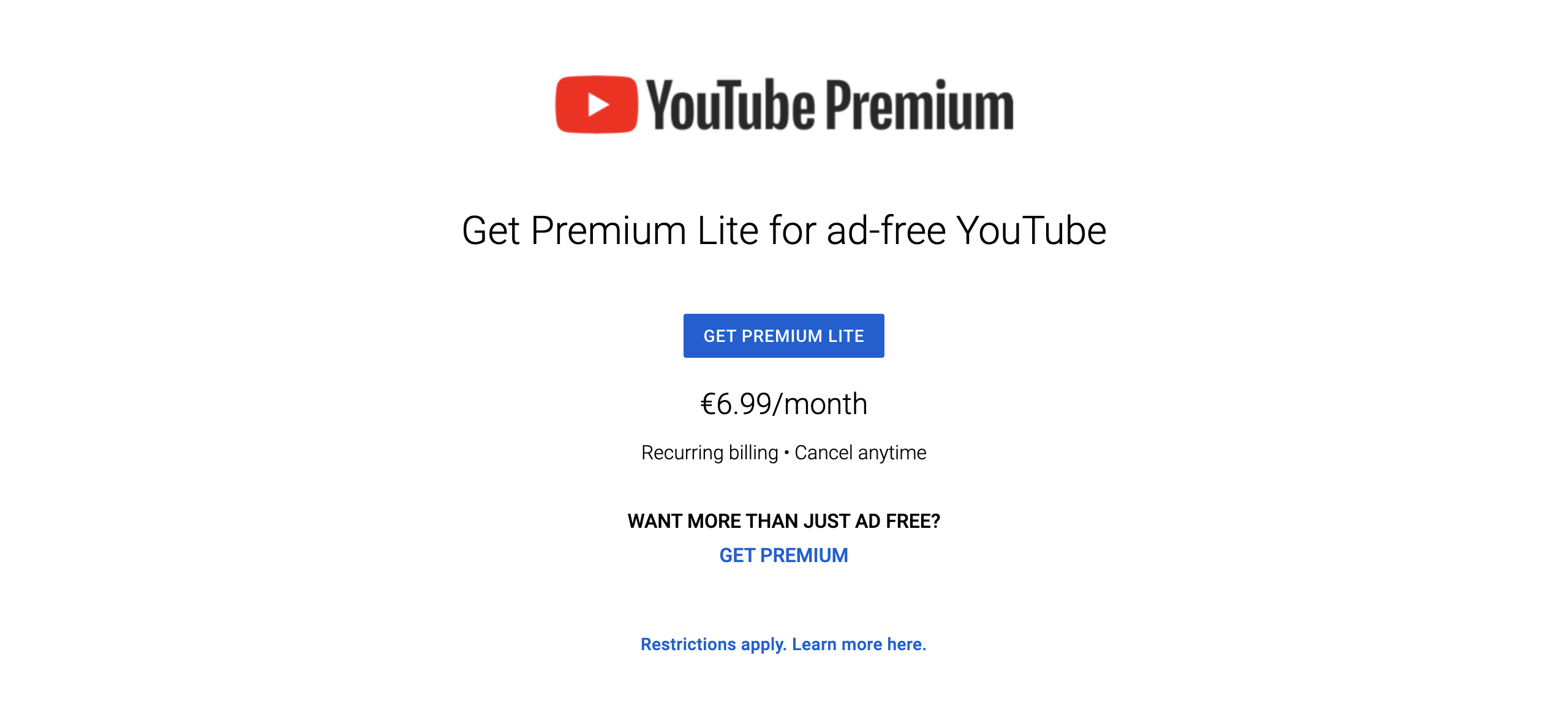 YouTube discontinues Premium Lite, angering subscribers
