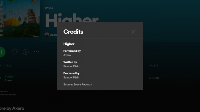 Spotify Credits header