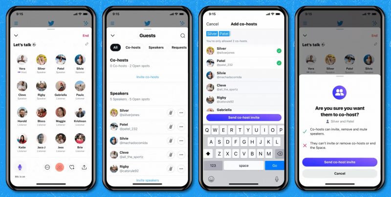 Twitter Spaces introduce co-hosting: co-hosts can moderate while the ...