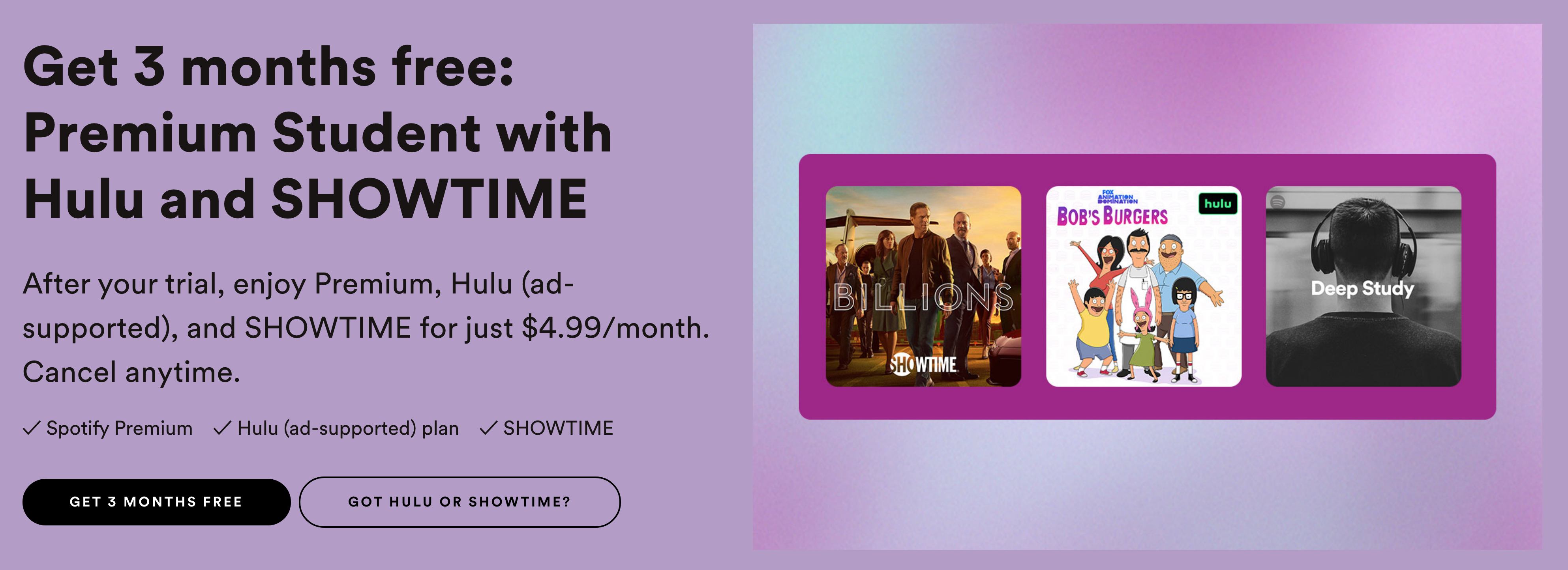 How to get Hulu and SHOWTIME for free with Spotify Premium