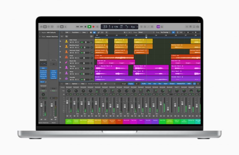 Logic Pro running on the new MacBook Pro 14-inch