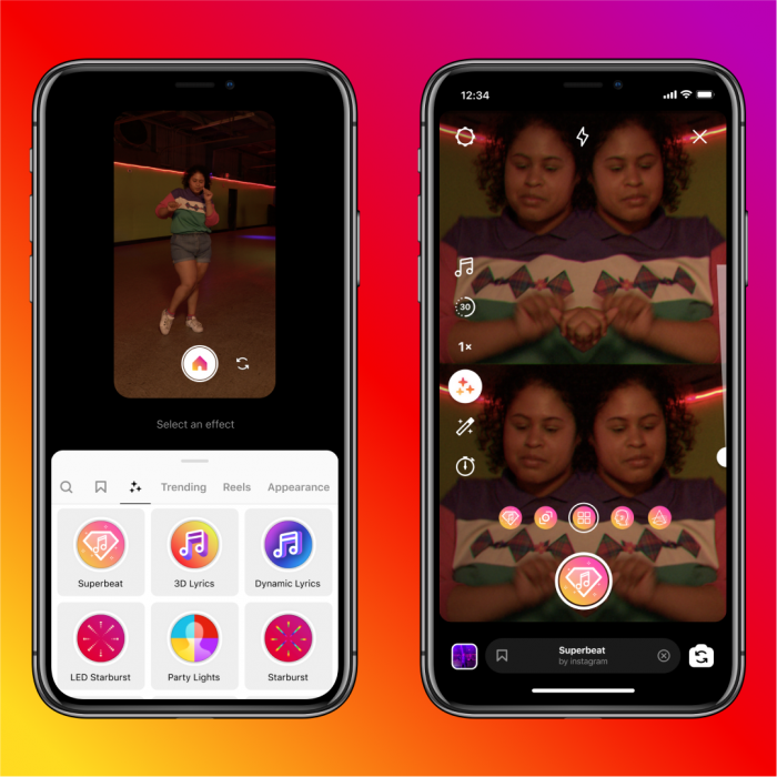 The new Instagram Reels effect Superbeat
