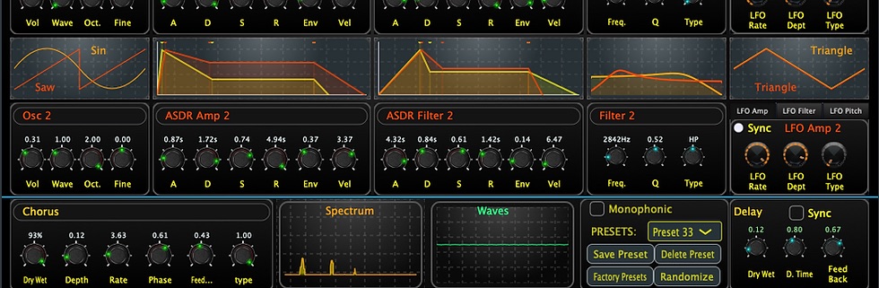 2RuleSynth is a free synthesizer with 60 controls and 49 presets