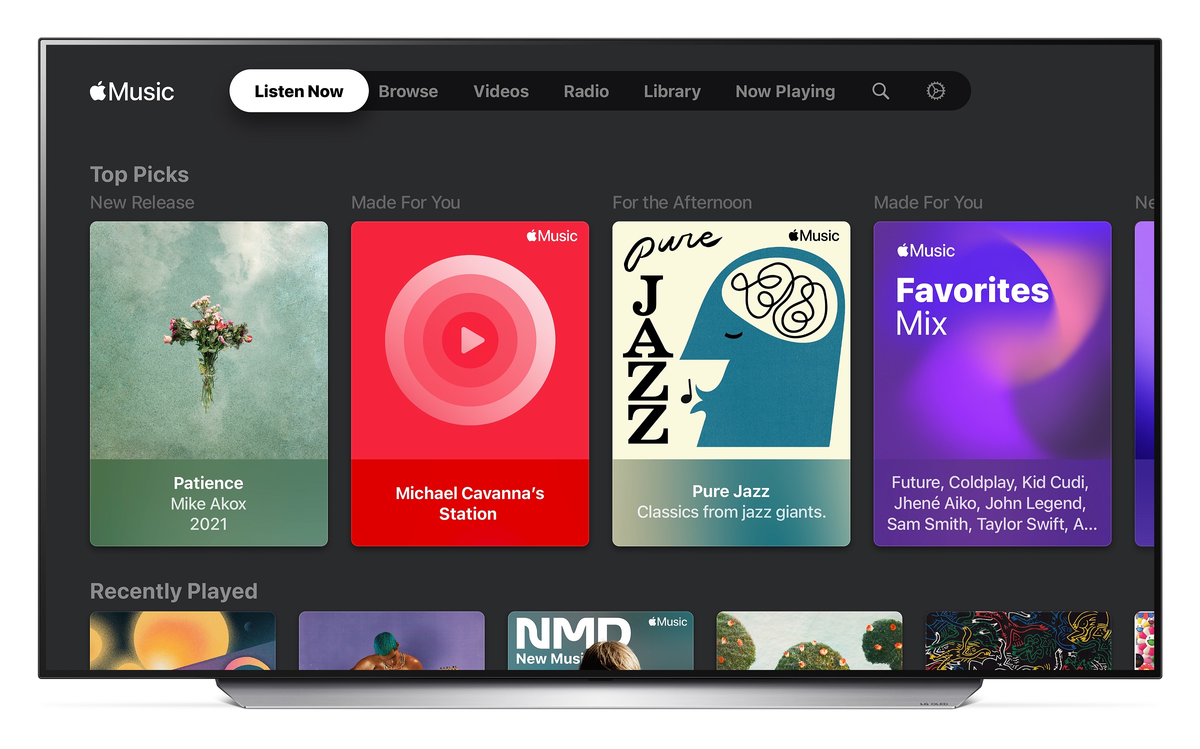 The Apple Music interface on LG Smart TVs