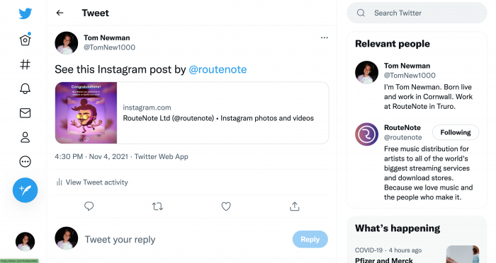 How to share an Instagram post on Twitter desktop step 5