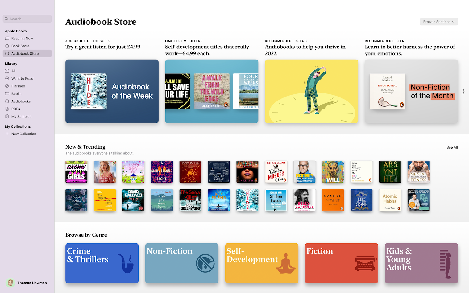 The Audiobooks Store in Apple Books on macOS Monterey