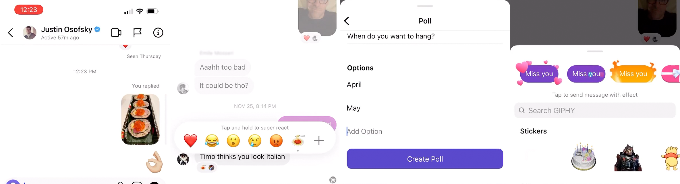 Instagram highlight some of the new features on Messenger