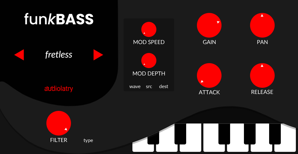 FunkBass is a free sample-based virtual instrument for pop, EDM, funk soul, R&B and more