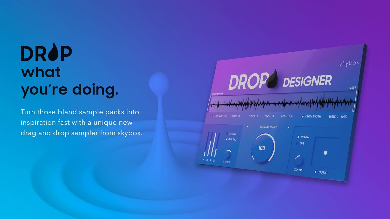 Drop Designer is a free sample player instrument patch for Kontakt