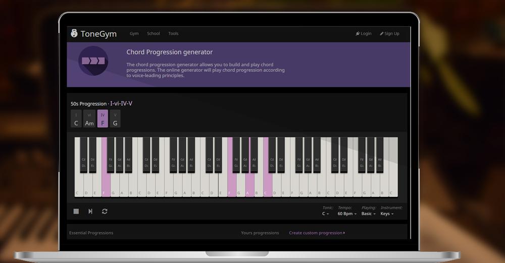 Learn, play and create chord progressions with this free online generator