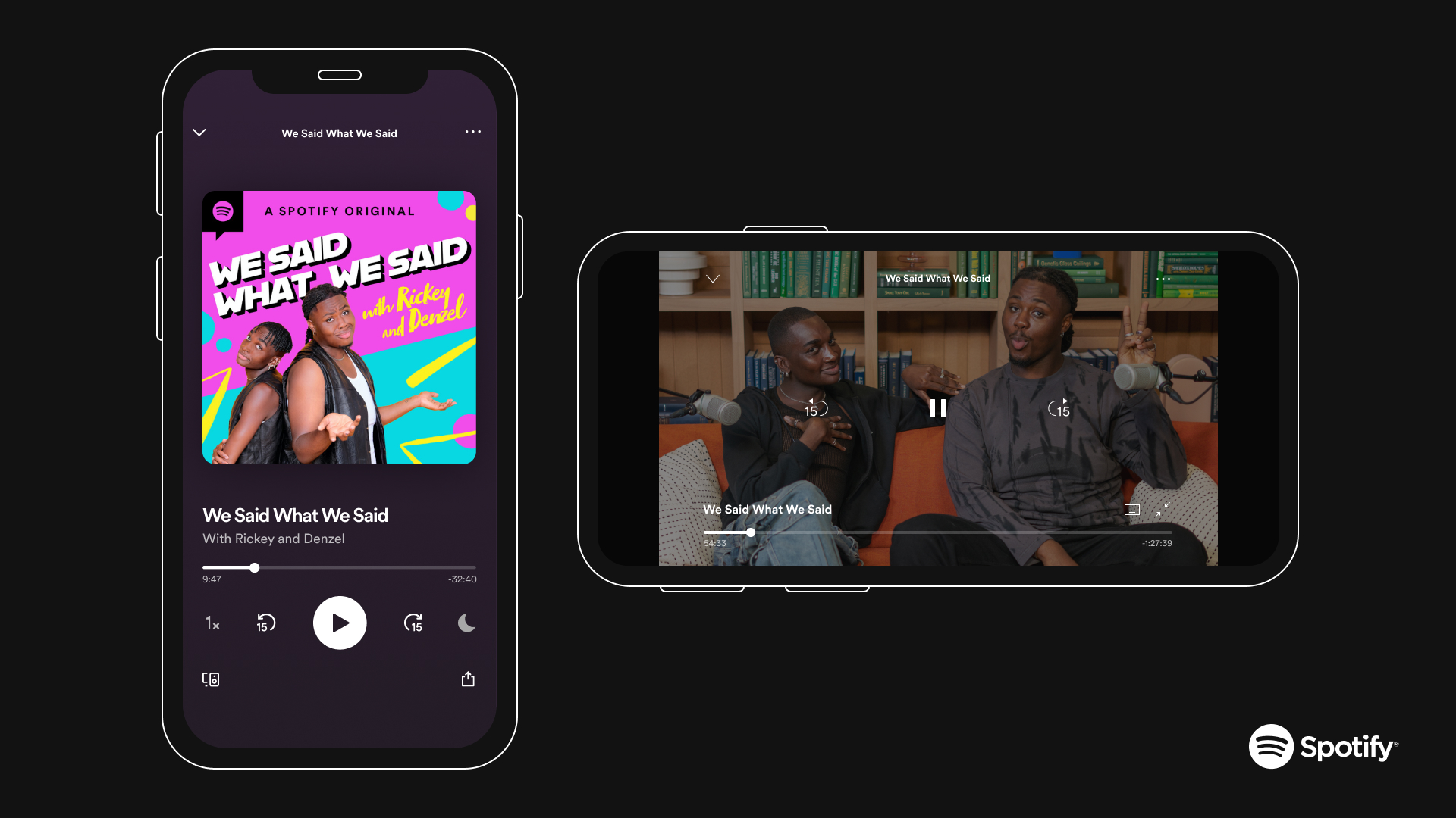 Spotify Video Podcasts shown on a mobile interface