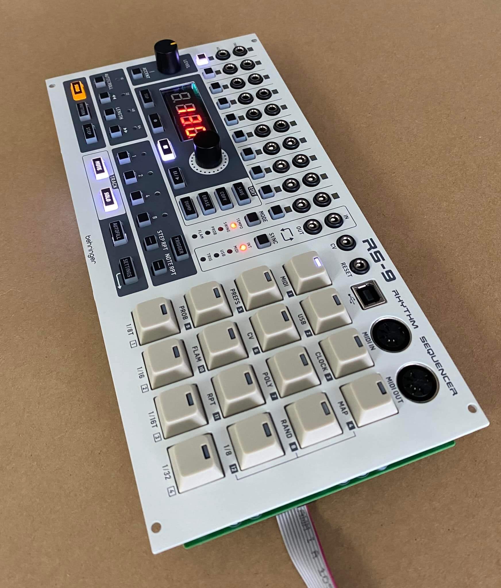 A total of 10 trigger outputs, in addition to accompanying Accent outputs, Sync In/Out, MIDI In/Out on chunky 5-pin DIN and USB sit on the hardware. Furthermore, you