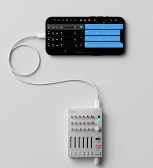 You can connect the TX-6 via USB-C connection to iOS hardware  like iPhones!