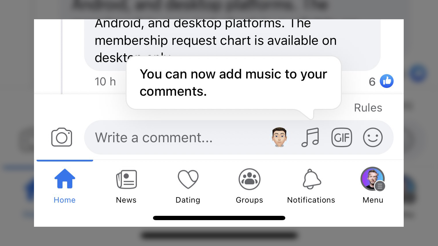 How to upload and attach music to a Facebook comment