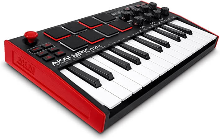 The MPK MIDI controller is small enough to fit in your bag for easy transportability. And more features that the MK3 also retains are the joystick-style pitch bend/modulation control, and an A/B pad bank selector to switch between pad banks.