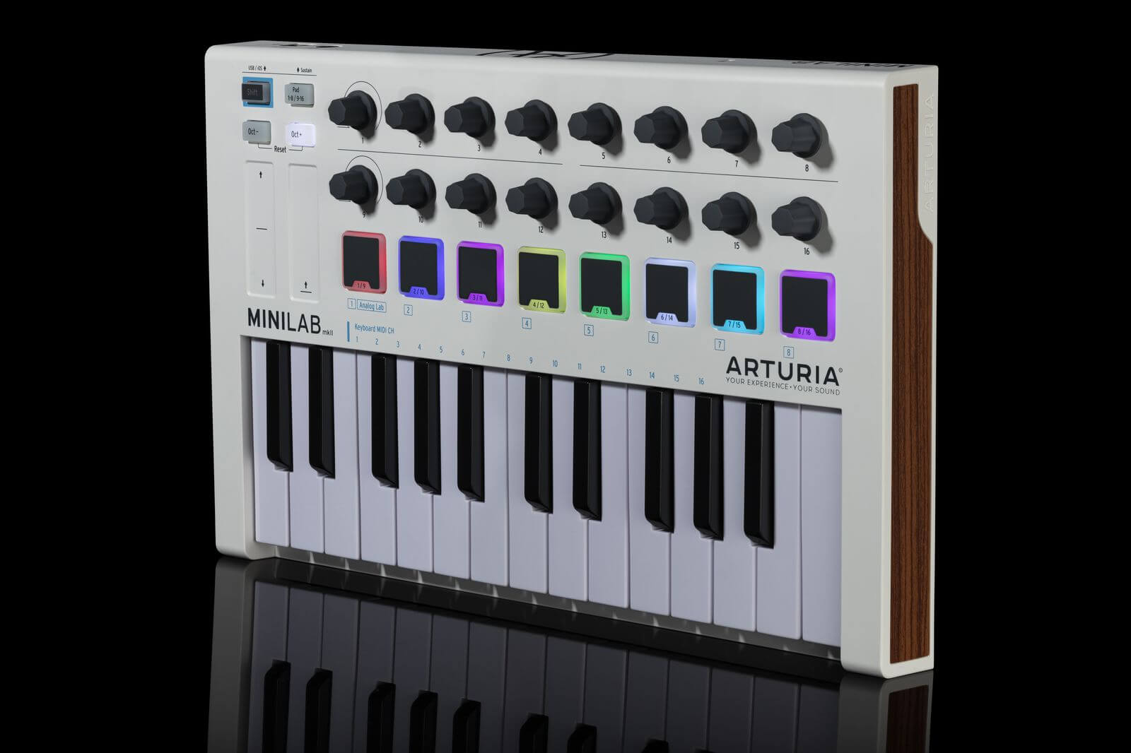 The affordable Minilab MIDI keyboard also has pitch and mod touch strips rather than wheels, much like previous options on our list of affordable controllers.