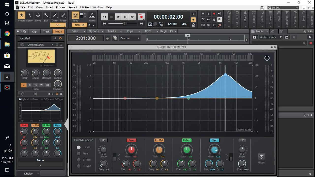 Cakewalk by BandLab has plenty of in-house effects that are perfect to learn the basics on music production with. Its parametric EQ is full of tools and functionality