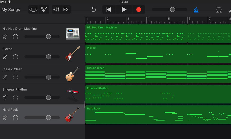 On Garageband, you can record notes straight into your piano roll with a MIDI controller. Or you can arm a track and play into your microphone.