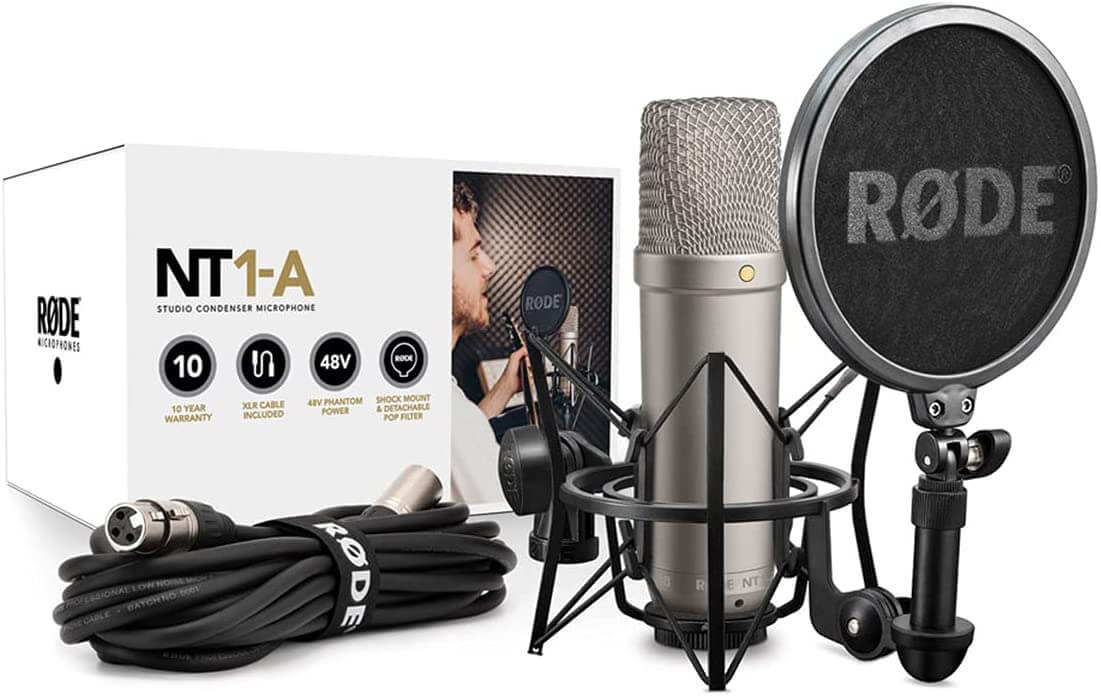 The Rode NT1-A is by far the most popular vocal microphone for beginners. What's more is that even studio professionals love this microphone too! We put the Rode NT1A in our list of the best microphones for vocals because of its ability to capture sonic detail in the high frequency range. Oh, and the Rode NT1A starter pack gives you all the microphone tools you'll need to record quality vocals too.
